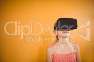 Girl using a virtual reality device