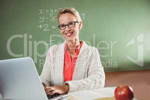 Teacher using a laptop