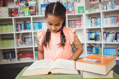 A little girl reading a book