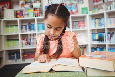 A little girl reading a book