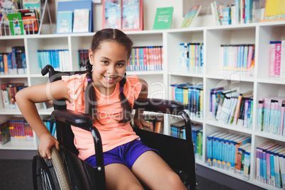 Girl sitting in a wheelchair