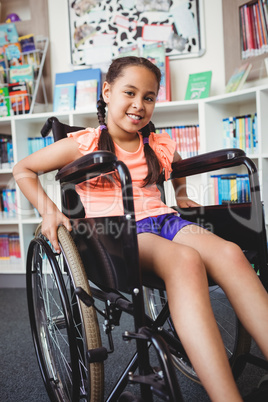 Girl sitting in a wheelchair