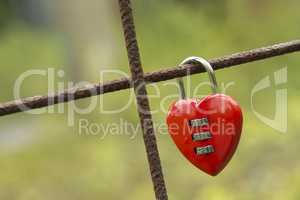 Red padlock in heart shape.