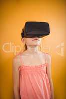 Girl using a virtual reality device