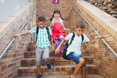 Kids going down the stairs