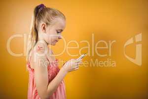 Girl with a ponytail with a smartphone