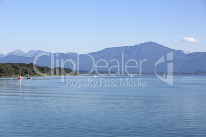 Mountain panorama at lake Chiemsee, Bavaria