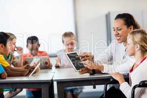 Pupils using tablet pc