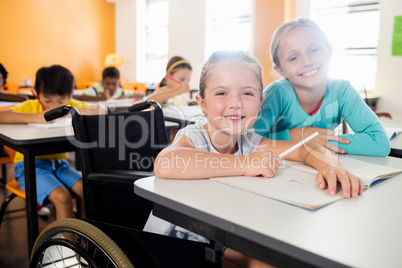 Two smiling pupils posing for the camera