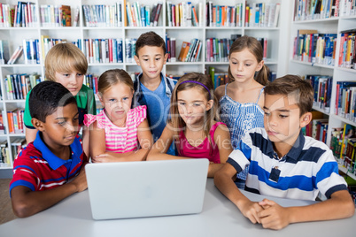 Cute pupils using laptop