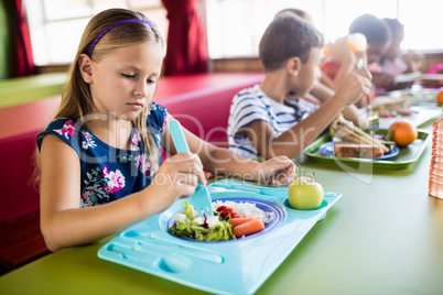 Children eating at the canteen