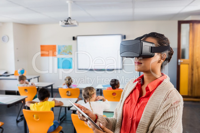 Teacher using 3D glasses