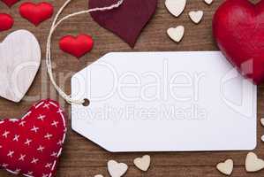 Label, Red Hearts, Copy Space, Macro