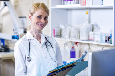 Portrait of woman vet smiling