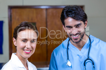 Portrait of two vet smiling