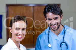 Portrait of two vet smiling