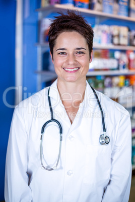 Portrait of woman vet smiling and posing