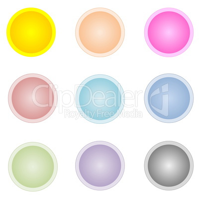 Set of colorful circle buttons