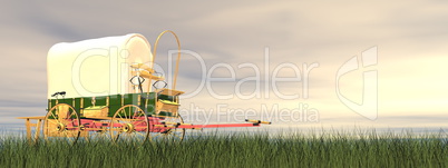 Chuckwagon by sunset - 3D render