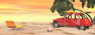 Deuch french car holidays at the beach - 3D render
