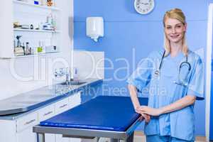 A woman vet posing and smiling