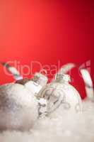 Extreme close up view of christmas baubles