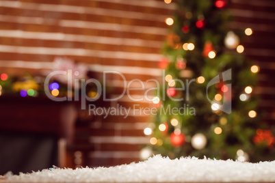 Composite image of room decorated at Christmas time