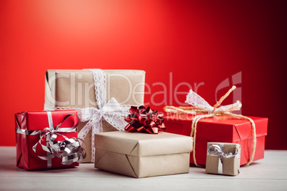 Composite image of presents on a table