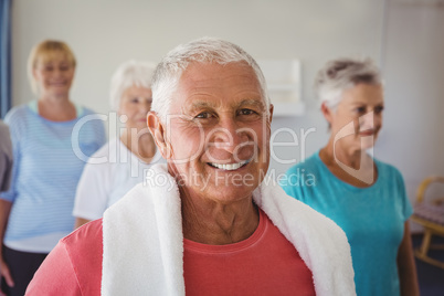 Portrait of senior smiling after exercises