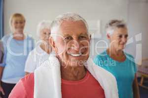 Portrait of senior smiling after exercises
