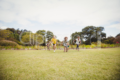 Children smiling and running