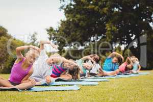 Group of children doing yoga
