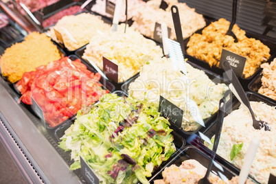 Sales counter with salads