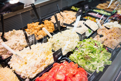 Sales counter with salads