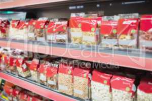 Focus on Shelves with nuts