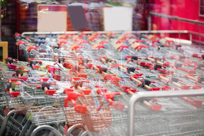 View of trolleys gathering together