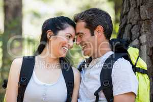 Couple smiling and holding each other