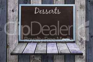 Composite image of desserts message