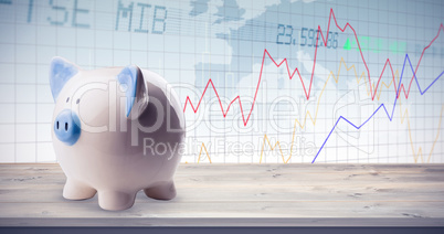 Composite image of piggy bank