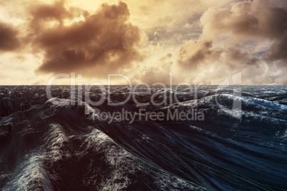 Composite image of rough blue ocean