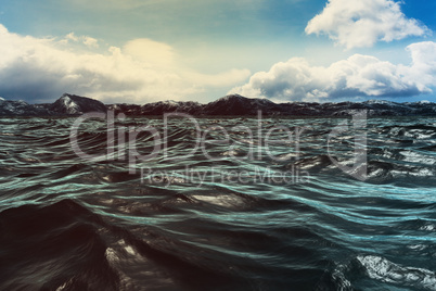 Composite image of blue rough ocean