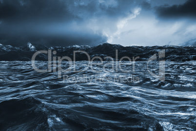 Composite image of rough blue ocean