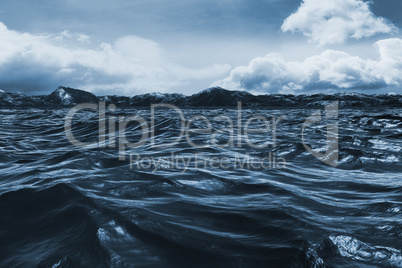 Composite image of blue rough ocean