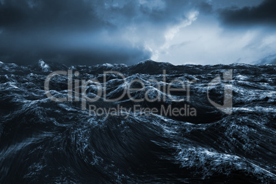 Composite image of rough blue ocean