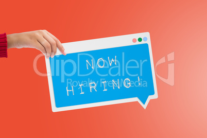 Composite image of now hiring message