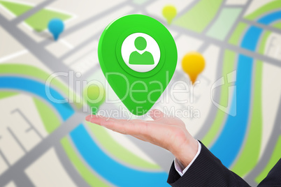 Composite image of businessman presenting