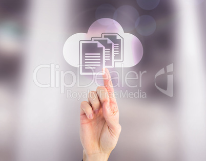 Composite image of businessman hand pointing something up