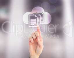 Composite image of businessman hand pointing something up