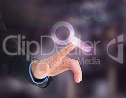 Composite image of businessman hand pointing something