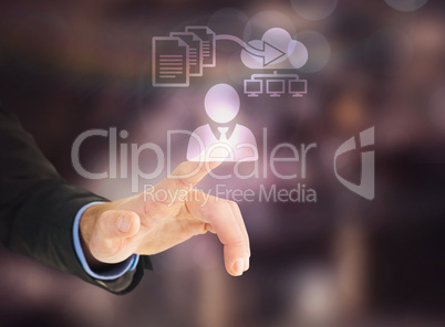 Composite image of businessman hand pointing something